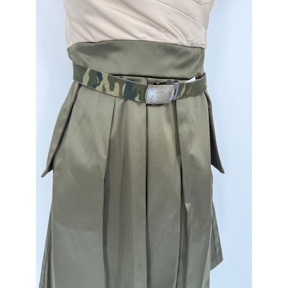 JUMP Strapless Mini Dress M Festival Indie Sleaze Utility Pleated Camo Belt - Picture 3 of 14
